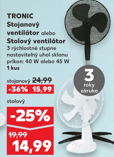 Tronic stojanový ventilátor alebo stolový ventilátor