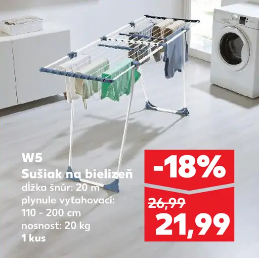 W5 sušiak na bielizeň vysúvací s lankom 20 m