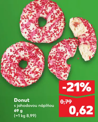 Donut s jahodovou príchuťou