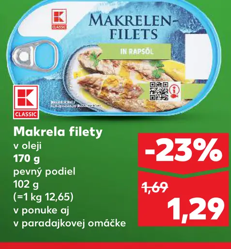 K-Classic Makrela filety v oleji v paradajkovej omáčke