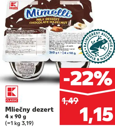 K-Classic Mliečny dezert Mimuelli chocolate mousse