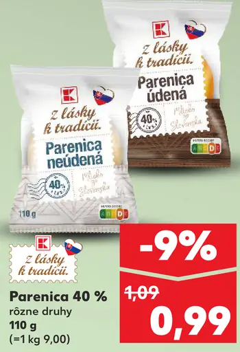 K-Classic Parenica 40 % rôzne druhy