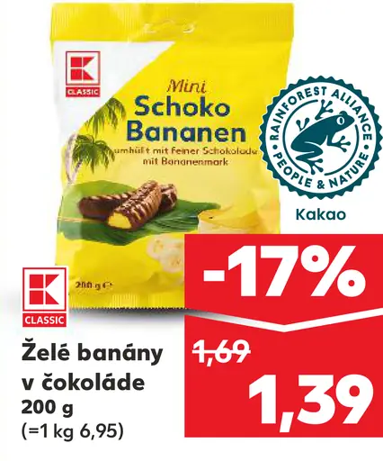 K-Classic Želé banány v čokoláde