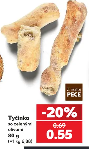 Tyčinka so zelenými olivami