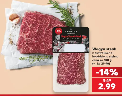 Bauhaus Wagyu steak z austrálskeho hovädzieho stehna