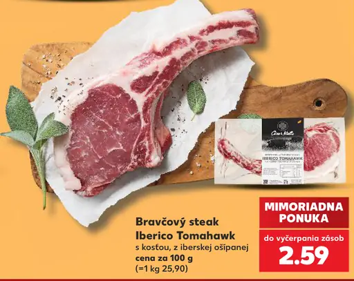 Bravčový steak Iberico Tomahawk s kosťou z iberskej ošípanej