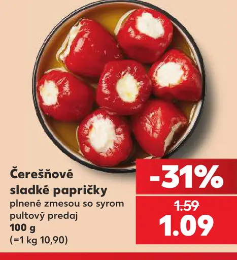 Čerešňové sladké papričky plnené zmesou so syrom