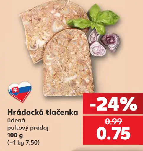 Hrádocká tlačenka údená pultový predaj