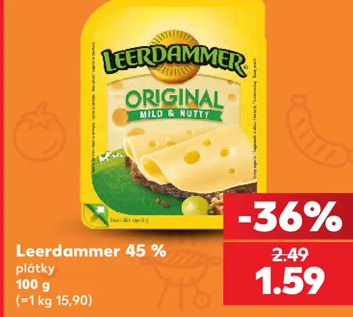 Leerdammer 30 - 45 % plátky syr