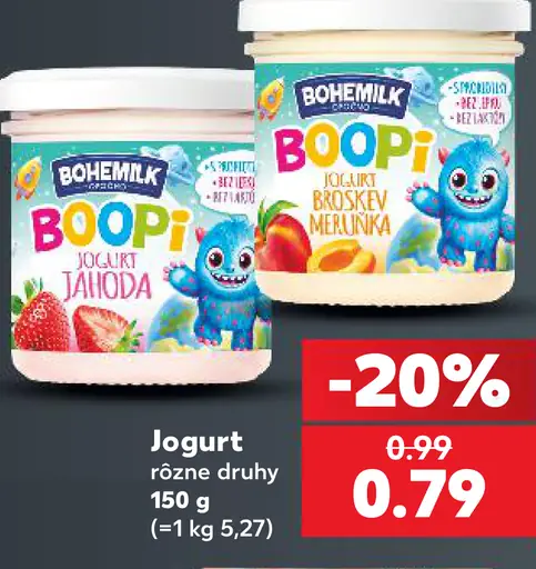 Bohemilk Boopi jogurt jahoda