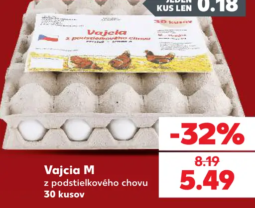 Vajcia M z podstielkového chovu 30 kusov