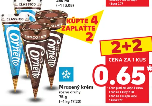 Cornetto mrazený krém rôzne druhy
