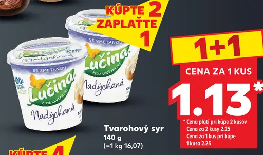 Lučina tvarohový syr nadýchaný rôzne druhy