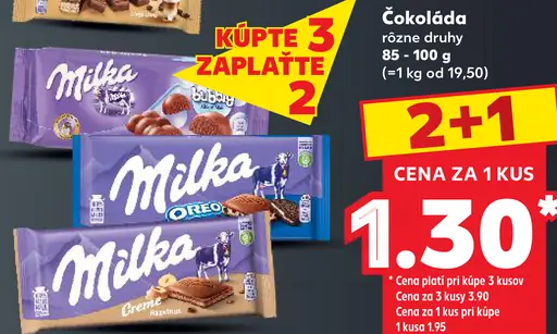 Čokoláda rôzne druhy Milka
