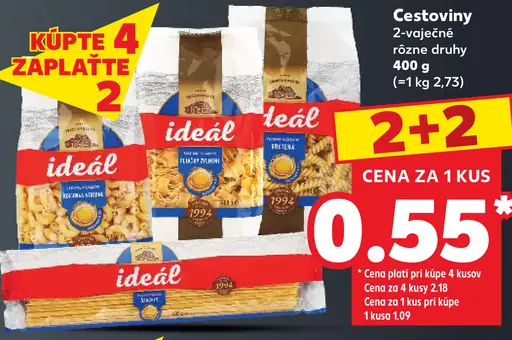 Ideál cestoviny bezvaječné rôzne druhy