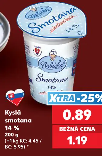 Babička smotana kyslá 14%