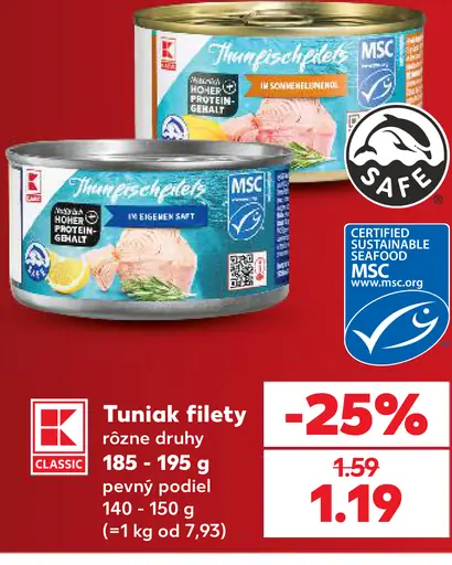 K-Classic tuniakové filety v konzerve