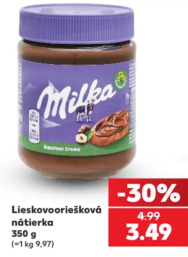 Milka Lieskovooriešková nátierka