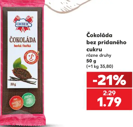 Jimber čokoláda bez pridaného cukru
