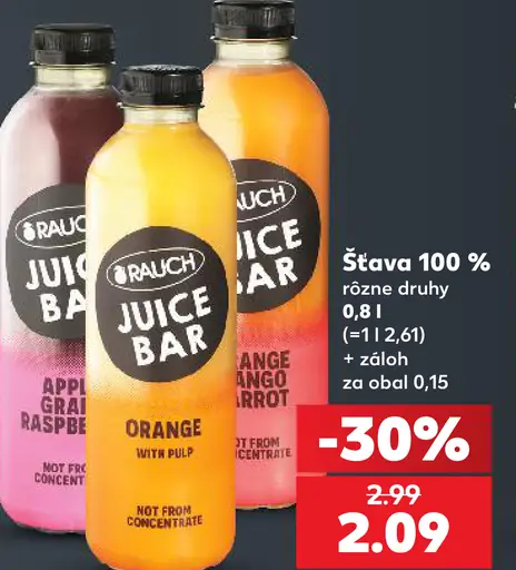 Rauch Juice Bar šťava 100 % rôzne druhy