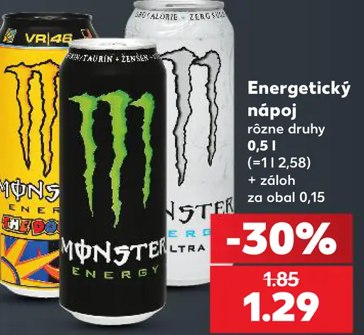 Energetický nápoj rôzne druhy