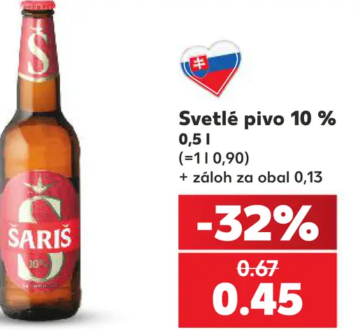 Šariš svetlé pivo 10 % plechovka