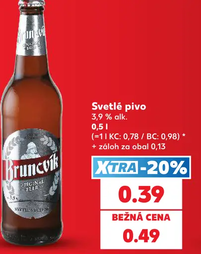 Bruncvík svetlé pivo 3,9 % fľaša