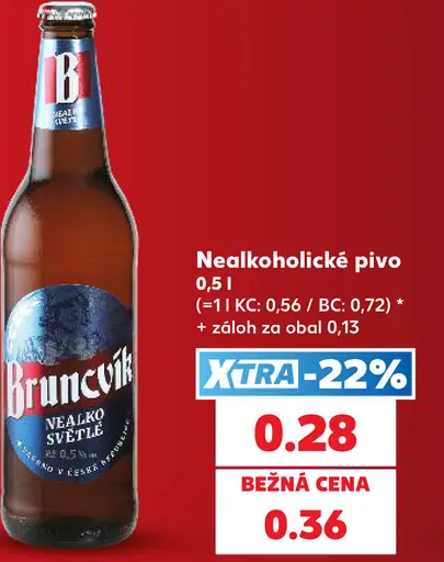 Bruncvík nealkoholické pivo fľaša