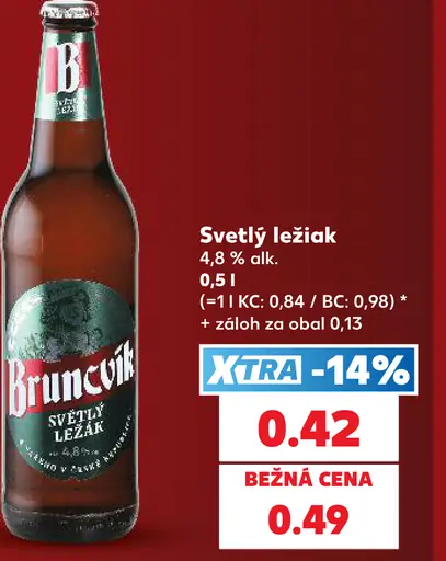 Bruncvík svetlý ležiak 4,8 % fľaša