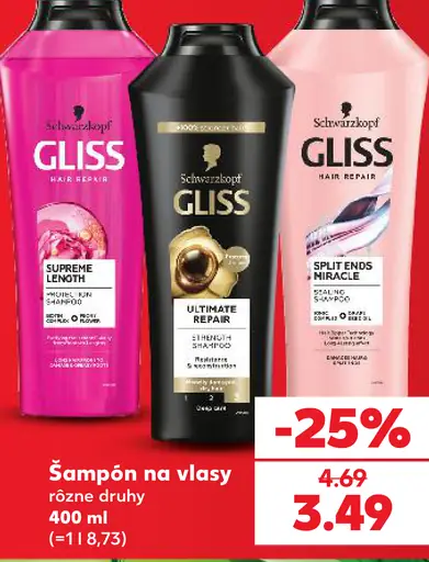 Schwarzkopf Gliss šampón na vlasy rôzne druhy