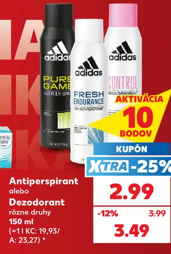 Adidas antiperspirant alebo dezodorant rôzne druhy