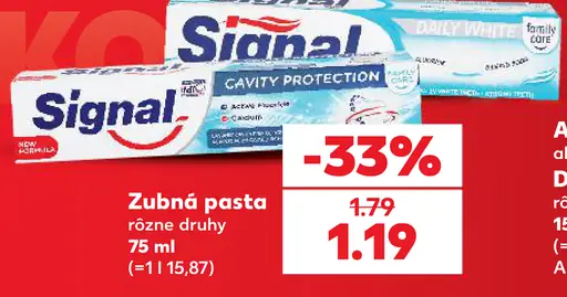 Signal zubná pasta rôzne druhy
