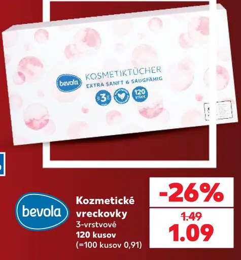Bevola kozmetické vreckovky 3-vrstvové