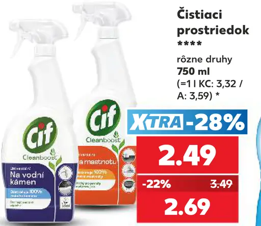 Cif čistiaci prostriedok rôzne druhy