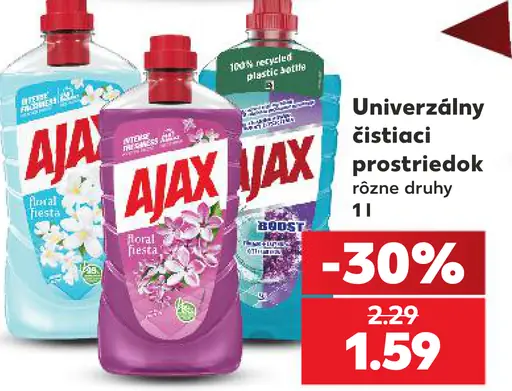 Ajax univerzálny čistiaci prostriedok rôzne druhy