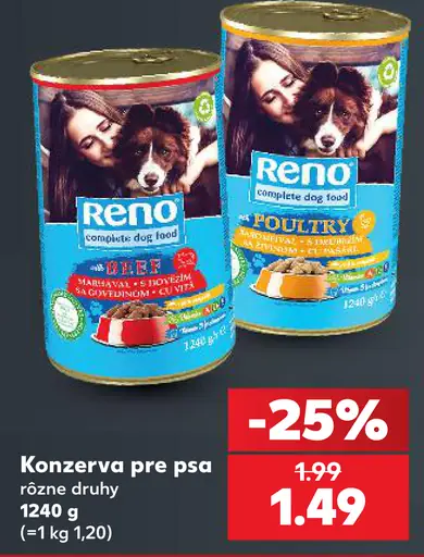 Reno konzerva pre psa rôzne druhy