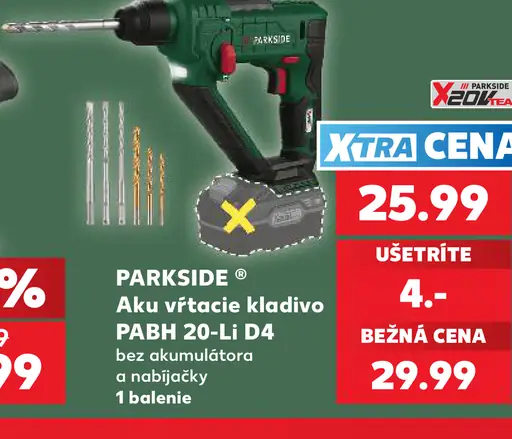 Parkside aku vŕtacie kladivo PBHA 20-Li D4