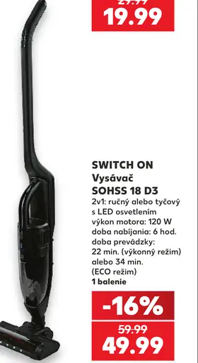 Switch On vysávač SDHS 18 D3 tyčový