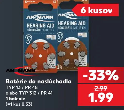 ANSMANN Batérie do načúvadla typ 13 PR 48