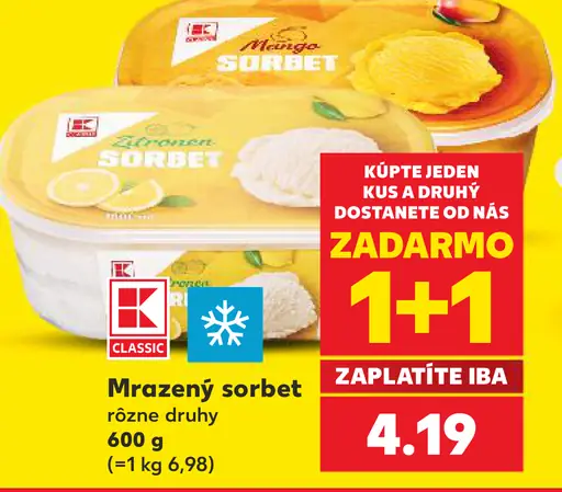 K-Classic Mrazený sorbet rôzne druhy