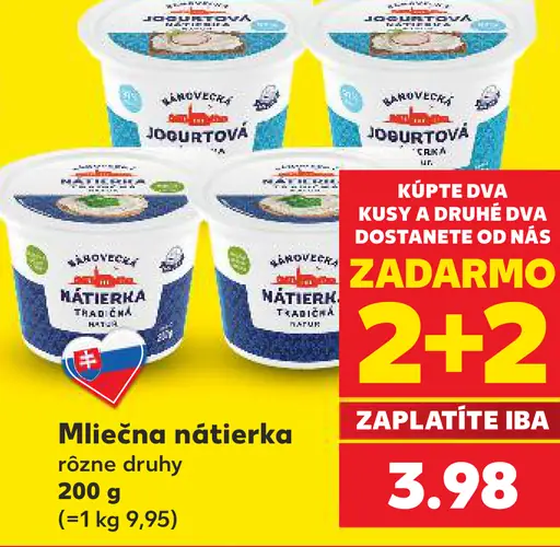 Mliečna nátierka jogurtová rôzne druhy