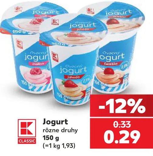 K-Classic jogurt rôzne druhy