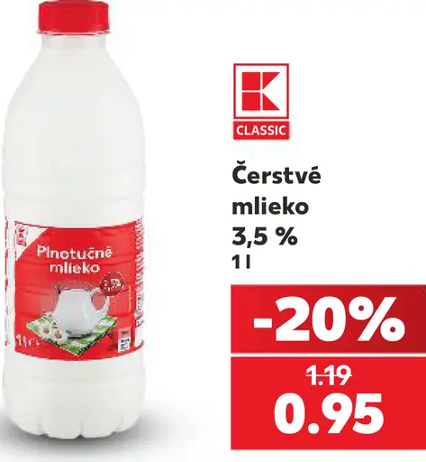 K-Classic Čerstvé mlieko 3,5 %