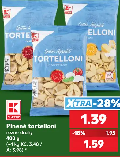 Plnené tortelloni rôzne druhy