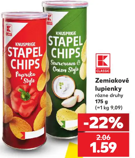 K-Classic Stapel Chips Paprika Style zemiakové lupienky plechovka