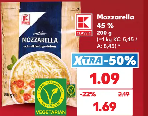 Mozzarella 45 %