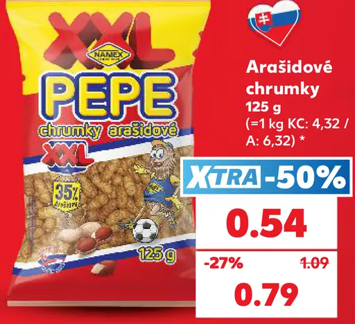 Arašídy PEPE pražené solené XXL
