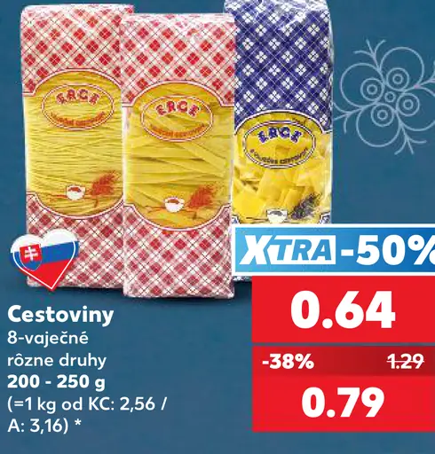 Cestoviny rôzne druhy