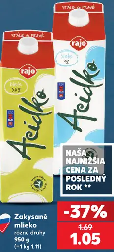 Rajo Acidko zakysané mlieko rôzne druhy