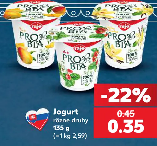 Rajo ProBia jogurt rôzne druhy